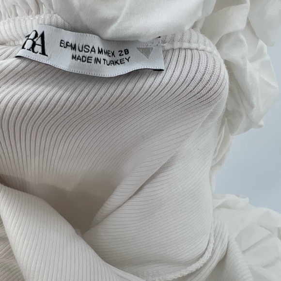 Zara Puffy Exaggerated Ruffled Neck Versatile Off Shoulder Ribbed Knit Bodysuit - Picture 8 of 8